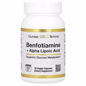 California Gold Nutrition, Benfotiamine + Alpha Lipoic Acid and L-Leucine, 30 Veggie Capsules