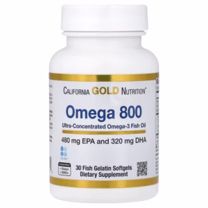 California Gold Nutrition, Omega 800 Ultra-Concentrated Omega-3 Fish Oil, kd-pur® Triglyceride Form, 30 Fish Gelatin Softgels (1,000 mg per Softgel)